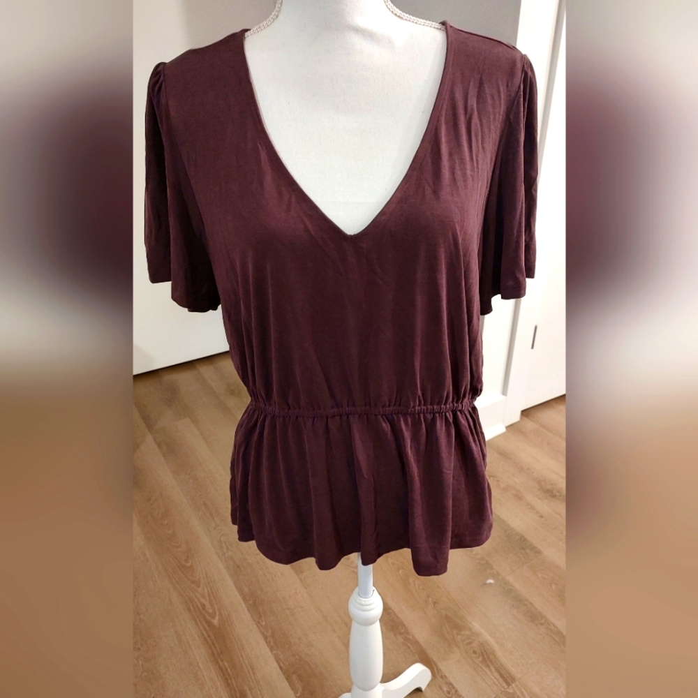 Lucky brand Purple Short Sleeve V-neck Top Business Casual